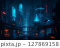 Futuristic city. AI generated. 127869158