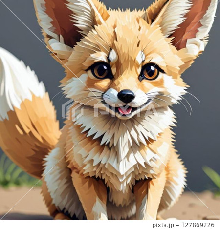 かわいいドット絵　フェネックさん ラインスタンプ風   127869226