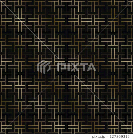 Vector golden seamless ornamental luxury geometric pattern - outline art deco rich design. Repeatable elegant royal background. Symmetry endless print 127869313