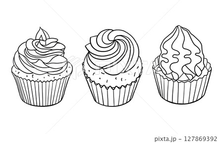Cupcake Outline Vector Illustration Collection Cupcake Outline Vector Illustration Collection 127869392