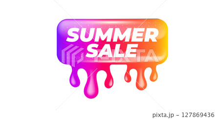 Summer Sale Sticker Liquid Design isolated on white background. Price sticker, abstract shape sticker, price tag, HOt sale or discount sticker, promotional badge label png. Summer banner 127869436