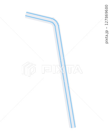 水色の線が入った曲がるストローのイラスト 127869680