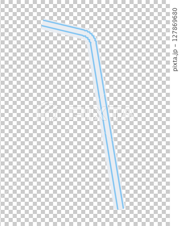 水色の線が入った曲がるストローのイラスト 127869680