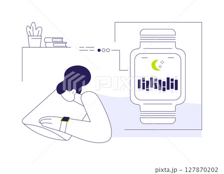 Smartwatch sleep tracking abstract concept vector illustration. Smartwatch sleep tracking abstract concept vector illustration. 127870202