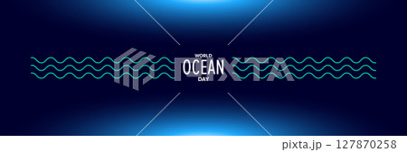 World OCEAN Day Simple Blue Drop neon style Illustration on neon blue water Background for Environmental Awareness and Sustainable Resource Use. Neon World ocean day banner design template World OCEAN Day Simple Blue Drop neon style Illustration on neon blue water Background for Environmental Awareness and Sustainable Resource Use. Neon World ocean day banner design template 127870258