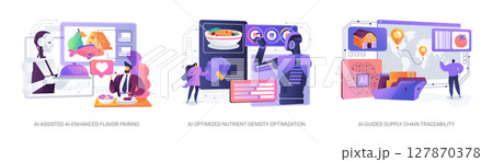 AI-Driven Food System Solutions abstract concept vector illustrations. 127870378