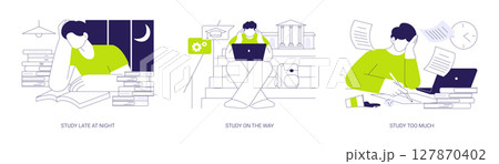 Preparing for exams isolated cartoon vector illustrations se 127870402