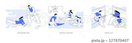 Surf camp isolated cartoon vector illustrations se 127870407