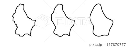 Luxembourg country black outline silhouettes in three different levels of smoothness. Simplified maps. Vector icons isolated on white background. 127870777