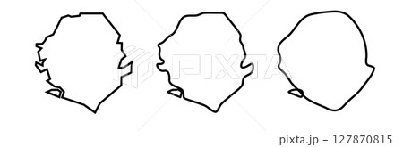 Sierra Leone country black outline silhouettes in three different levels of smoothness. Simplified maps. Vector icons isolated on white background. Sierra Leone country black outline silhouettes in three different levels of smoothness. Simplified maps. Vector icons isolated on white background. 127870815