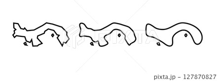 Panama country black outline silhouettes in three different levels of smoothness. Simplified maps. Vector icons isolated on white background. 127870827