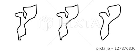 Mozambique country black outline silhouettes in three different levels of smoothness. Simplified maps. Vector icons isolated on white background. 127870830