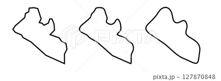 Liberia country black outline silhouettes in three different levels of smoothness. Simplified maps. Vector icons isolated on white background. Liberia country black outline silhouettes in three different levels of smoothness. Simplified maps. Vector icons isolated on white background. 127870848