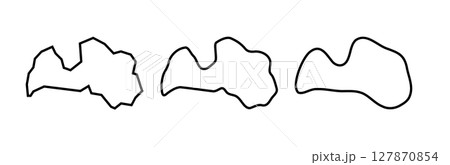 Latvia country black outline silhouettes in three different levels of smoothness. Simplified maps. Vector icons isolated on white background. Latvia country black outline silhouettes in three different levels of smoothness. Simplified maps. Vector icons isolated on white background. 127870854