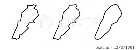 Lebanon country black outline silhouettes in three different levels of smoothness. Simplified maps. Vector icons isolated on white background. Lebanon country black outline silhouettes in three different levels of smoothness. Simplified maps. Vector icons isolated on white background. 127871001