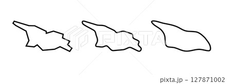 Georgia country black outline silhouettes in three different levels of smoothness. Simplified maps. Vector icons isolated on white background. 127871002