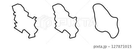 Serbia country black outline silhouettes in three different levels of smoothness. Simplified maps. Vector icons isolated on white background. Serbia country black outline silhouettes in three different levels of smoothness. Simplified maps. Vector icons isolated on white background. 127871015