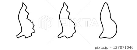 Liechtenstein country black outline silhouettes in three different levels of smoothness. Simplified maps. Vector icons isolated on white background. Liechtenstein country black outline silhouettes in three different levels of smoothness. Simplified maps. Vector icons isolated on white background. 127871046
