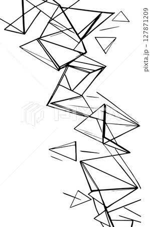 Geometric shapes form abstract pattern. Triangle figures create modern minimalist design. Background branding web design presentation. Sketch style white background black vector Geometric shapes form abstract pattern. Triangle figures create modern minimalist design. Background branding web design presentation. Sketch style white background black vector 127871209