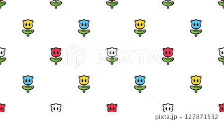 rose flower seamless pattern plant vector leaves garden forest repeat wallpaper tile background gift wrapping paper doodle illustration design scarf isolated 127871532