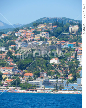 Fortresses and Colorful Houses of Herceg Novi Overlooking the Bay of Kotor in Montenegro 127871623