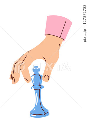 Human hand holding chess king Human hand holding chess king 127871782