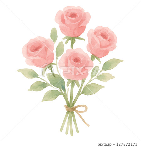 ピンクローズのシンプルブーケ 127872173