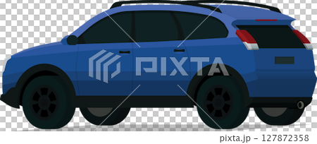 Modern blue SUV family car angled side rear view Modern blue SUV family car angled side rear view 127872358