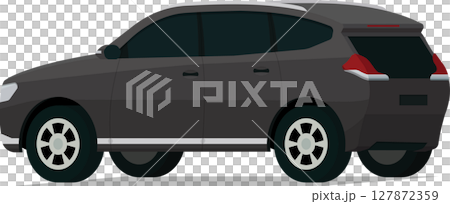 Modern dark grey SUV family car angled side rear view Modern dark grey SUV family car angled side rear view 127872359