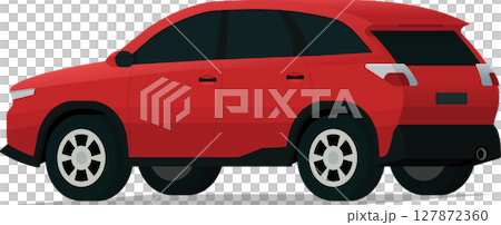 Modern red SUV family car angled side rear view Modern red SUV family car angled side rear view 127872360