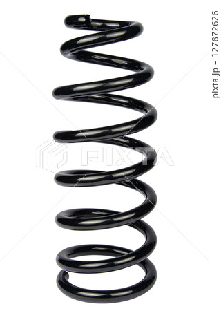 Black Coil Spring Isolated On White Background Black Coil Spring Isolated On White Background 127872626