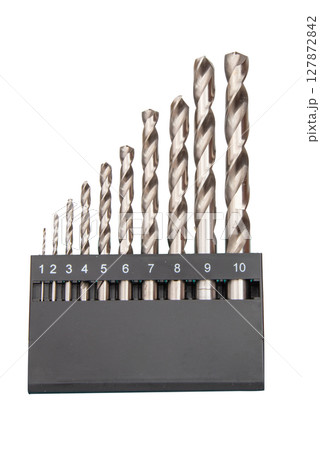Drill for metalwork isolated on white background. 127872842