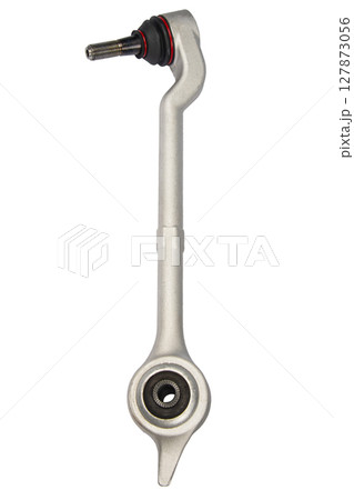 Front stabilizer isolated on white background. New car spare parts. Stabilizer link isolated. Rod connecting link. New car stabilizer links. Quality spare parts for car service or maintenance Front stabilizer isolated on white background. New car spare parts. Stabilizer link isolated. Rod connecting link. New car stabilizer links. Quality spare parts for car service or maintenance 127873056