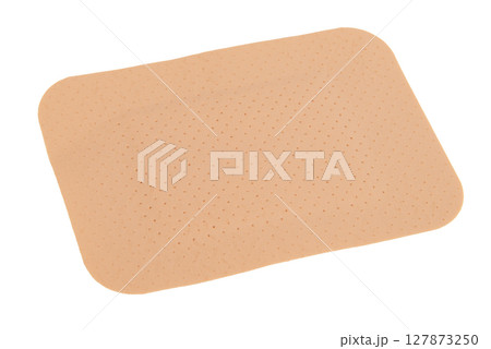 Brown elastic plaster sticky isolated on the white background 127873250