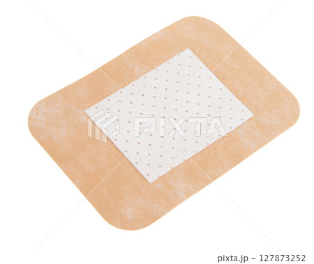 Brown elastic plaster sticky isolated on the white background Brown elastic plaster sticky isolated on the white background 127873252