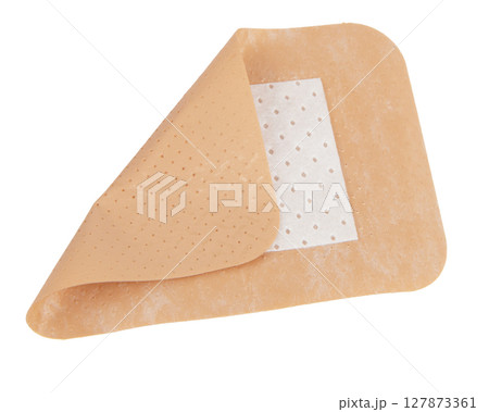 Medical big elastic plaster isolated on the white background Medical big elastic plaster isolated on the white background 127873361