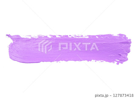 Color corrector stroke isolated on white background. Peach color correcting cream concealer smudge smear swatch sample. Makeup base foundation creamy texture 127873418