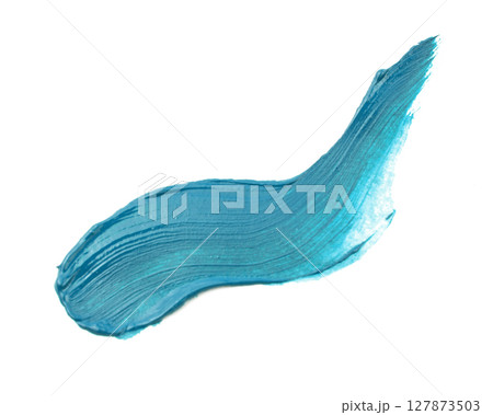 Abstract brushstroke of blue paint isolated on white Abstract brushstroke of blue paint isolated on white 127873503