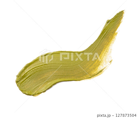 Abstract brushstroke of green paint isolated on white Abstract brushstroke of green paint isolated on white 127873504