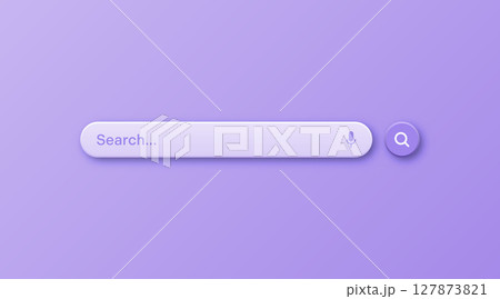 Colorful 3d search bar template. Internet browser engine with search box, address bar and text field. UI design, website interface element with web icons and push button. Vector illustration Colorful 3d search bar template. Internet browser engine with search box, address bar and text field. UI design, website interface element with web icons and push button. Vector illustration 127873821