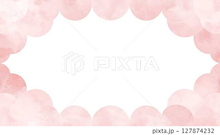 柔らかなローズ色の水彩波模様コーナーフレーム 柔らかなローズ色の水彩波模様コーナーフレーム 127874232