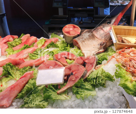 Fresh swordfish on market 127874648