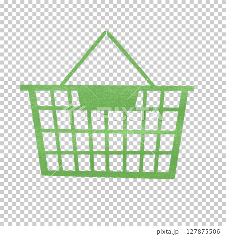 Stamp-style shopping basket illustration 127875506