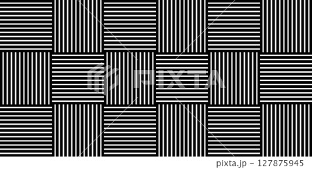 Wicker basket texture. Crossed straight stripes pattern. Parallel and perpendicular lines background. Abstract geometric print. Simple fabric structure. Vector graphic illustration 127875945