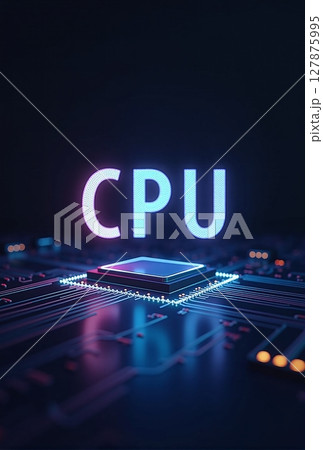 close-up of a powerful CPU on a modern motherboard, poised to tackle intricate calculations with lightning-fast precision 127875995