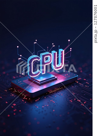 close-up of a powerful CPU on a modern motherboard, poised to tackle intricate calculations with lightning-fast precision 127876001