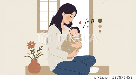 優しい眼差しで赤ちゃんを抱っこする、幸せな親の愛情 127876452