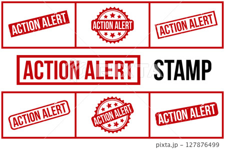 Action Alert Rubber Stamp Set Vector 127876499