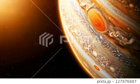 美しい木星の表面のクローズアップのイメージイラスト 美しい木星の表面のクローズアップのイメージイラスト 127876887