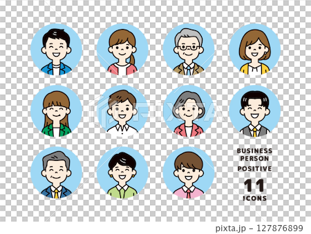 Avatar icon material set of smiling business people working in the office_Circular_Vector_Color Avatar icon material set of smiling business people working in the office_Circular_Vector_Color 127876899